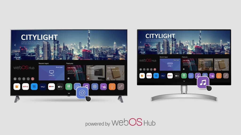 Main webOS Hub 2.0S TV and Monitor Home Screen rcg71.com